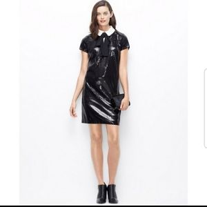 Ann Taylor Black Sequin Collar Tux Cocktail Dress